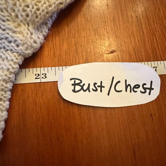 Cotton Candy M cream White sweater puffy red hearts knit over sized - Picture 4 of 5